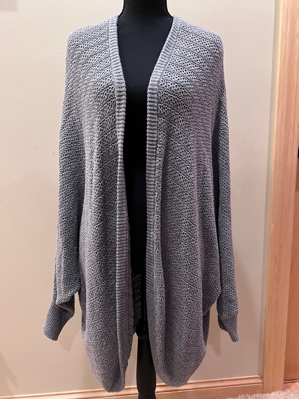 Aerie Boho Womens Dolman Gray Open-Front Knit Cardigan Sweater Comfy Slouchy XL